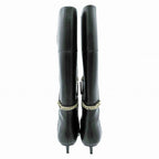 Gucci Long Boots Pointed Toe Gold Chain Logo Low Heel 35.5 — view 4