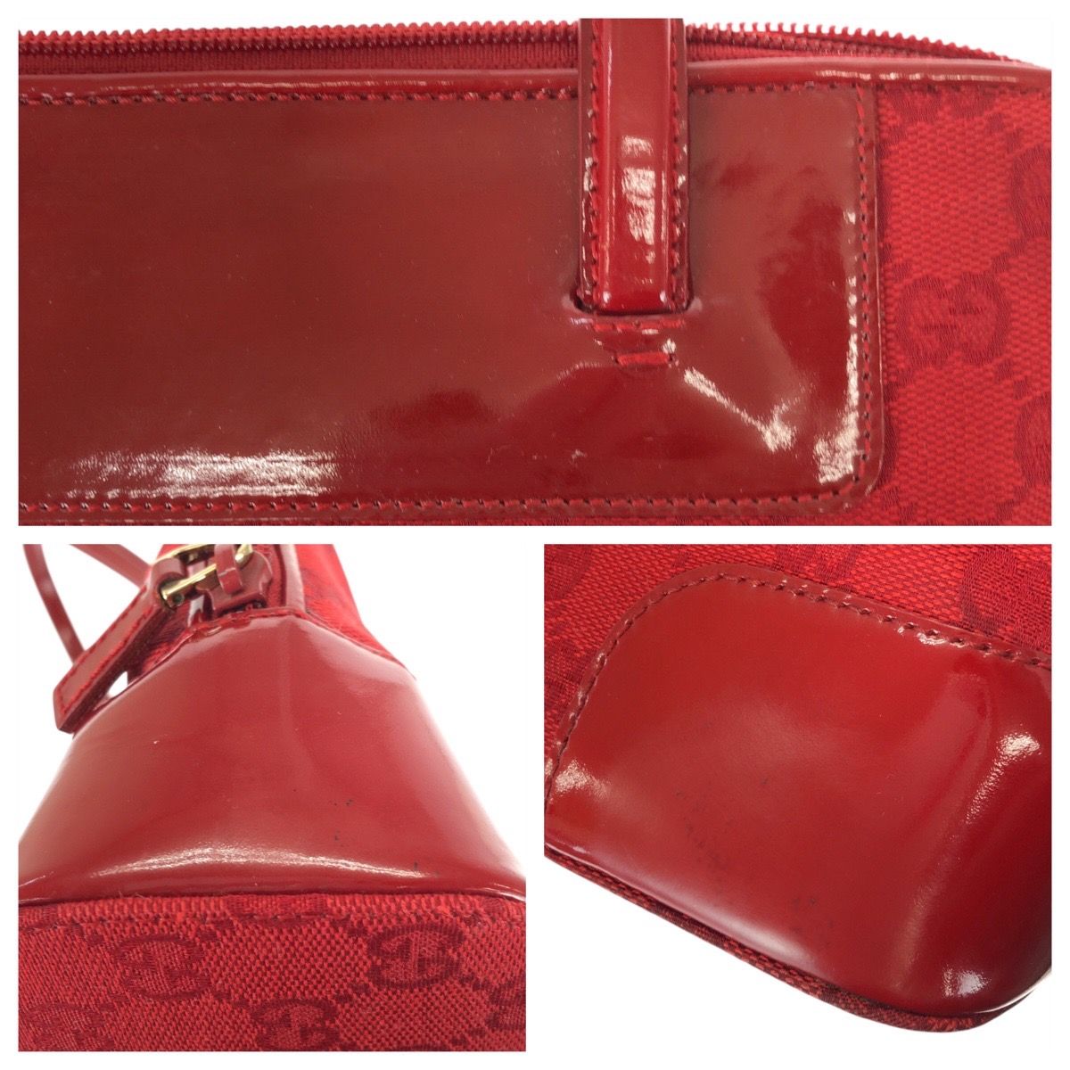 Gucci Red Gold GG Canvas Enamel 002 Tote Shoulder Bag — view 6