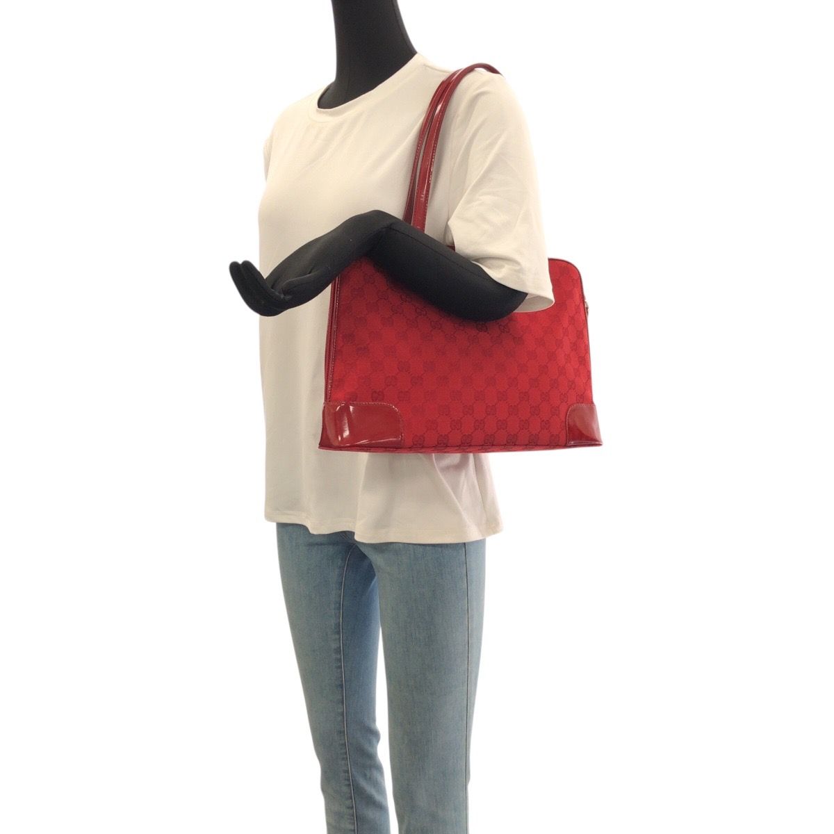 Gucci Red Gold GG Canvas Enamel 002 Tote Shoulder Bag — view 7