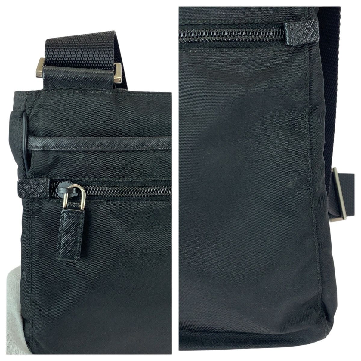 Prada Tessuto Black Silver Nylon Shoulder Bag — view 5