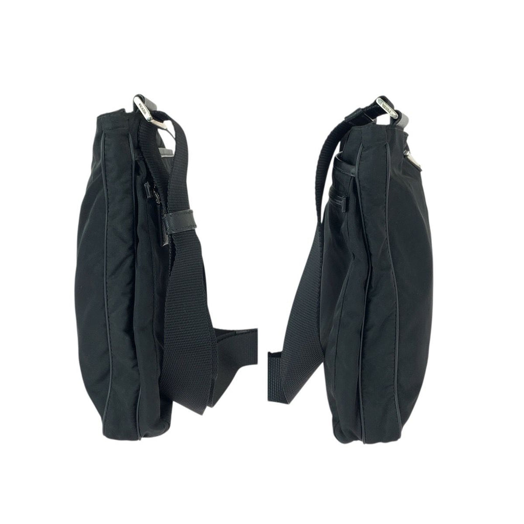 Prada Tessuto Black Silver Nylon Shoulder Bag — view 8