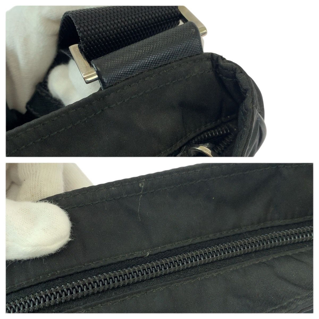 Prada Tessuto Black Silver Nylon Shoulder Bag — view 6