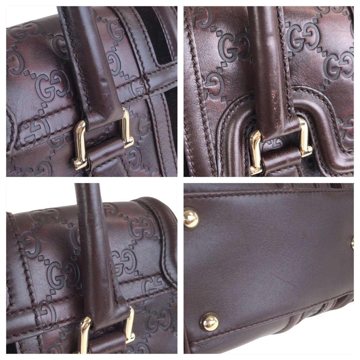 Gucci Guccissima Brown Gold Leather Handbag — view 5