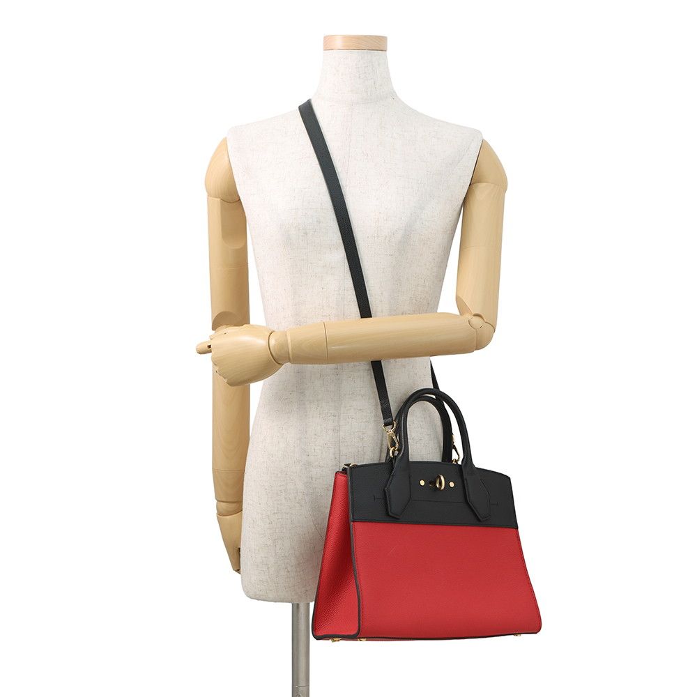 Louis Vuitton Handbag Leather City Steamer PM Bag 2-Way Noir Black Rouge — view 5