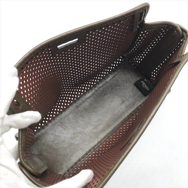 Fendi Peekaboo Defender Mesh Bag Cover Bag Brown — view 8