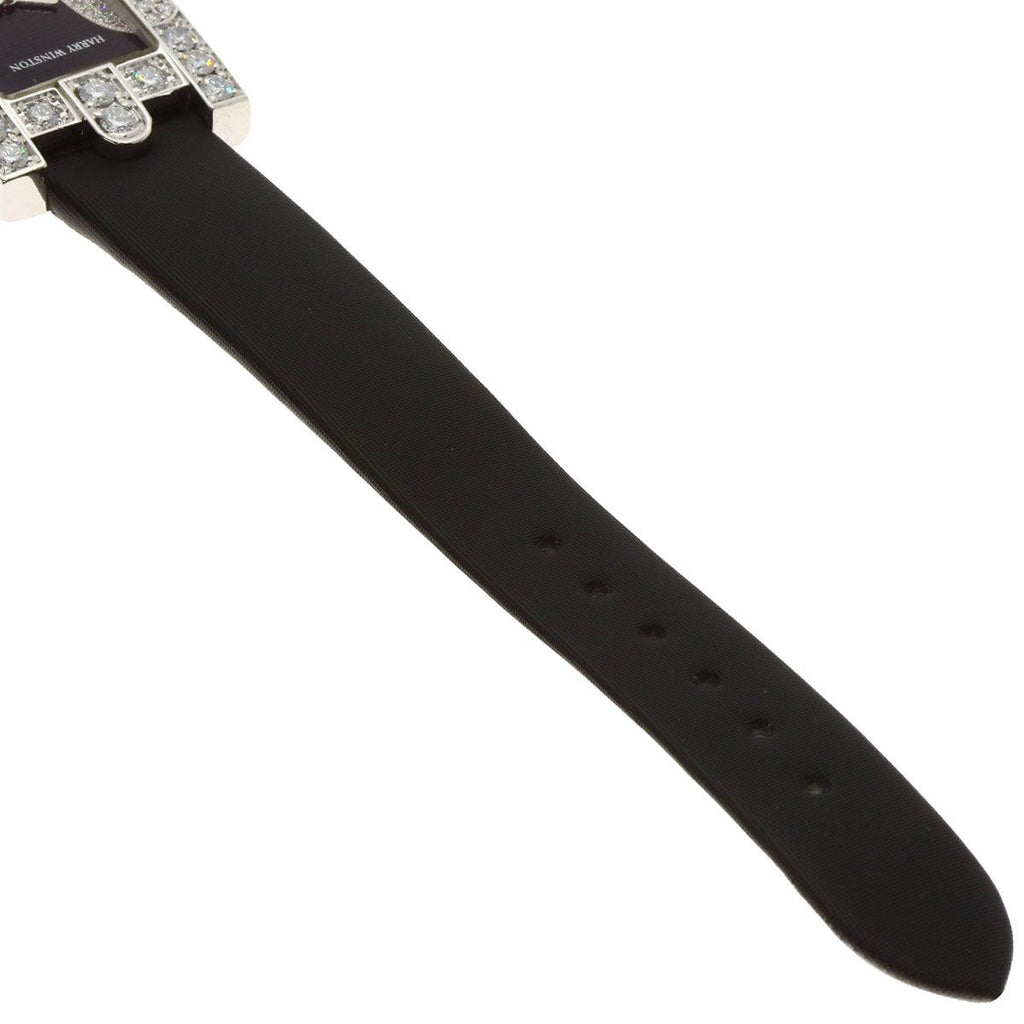 Harry Winston Avenue Night Papillon Watch 18K White Gold Leather — view 7
