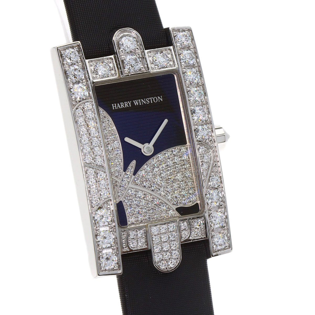 Harry Winston Avenue Night Papillon Watch 18K White Gold Leather — view 3