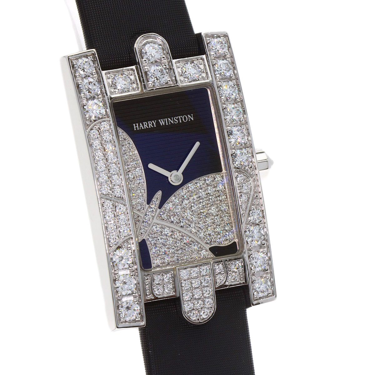 Harry Winston Avenue Night Papillon Watch 18K White Gold Leather — view 3