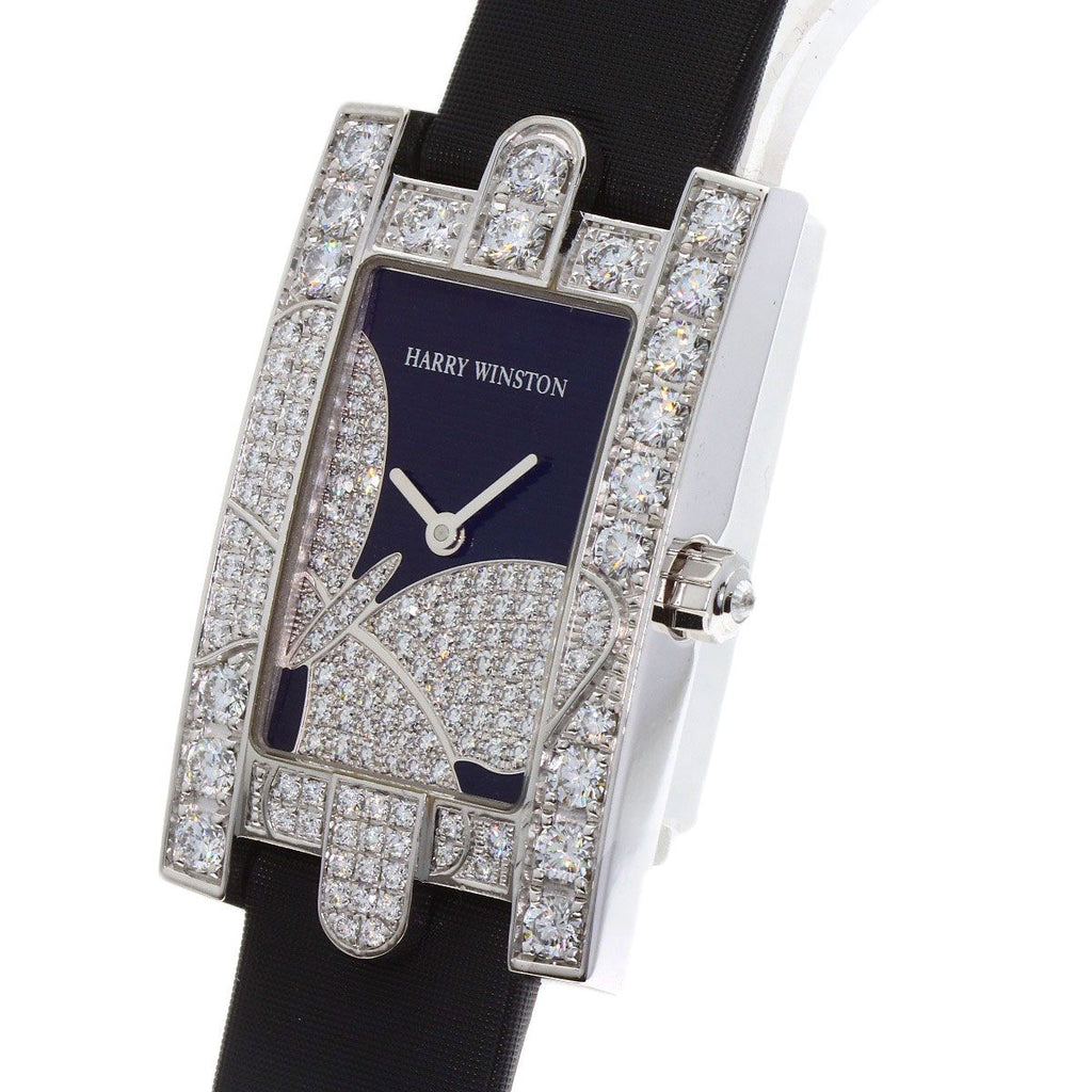 Harry Winston Avenue Night Papillon Watch 18K White Gold Leather — view 2