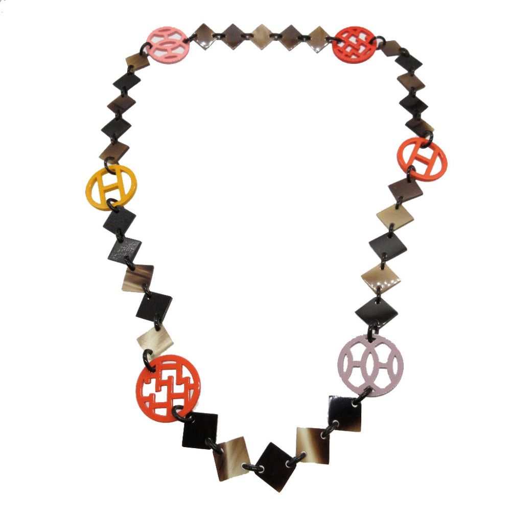 Hermes Diva Buffalo Horn Brown Multicolor Necklace — view 2