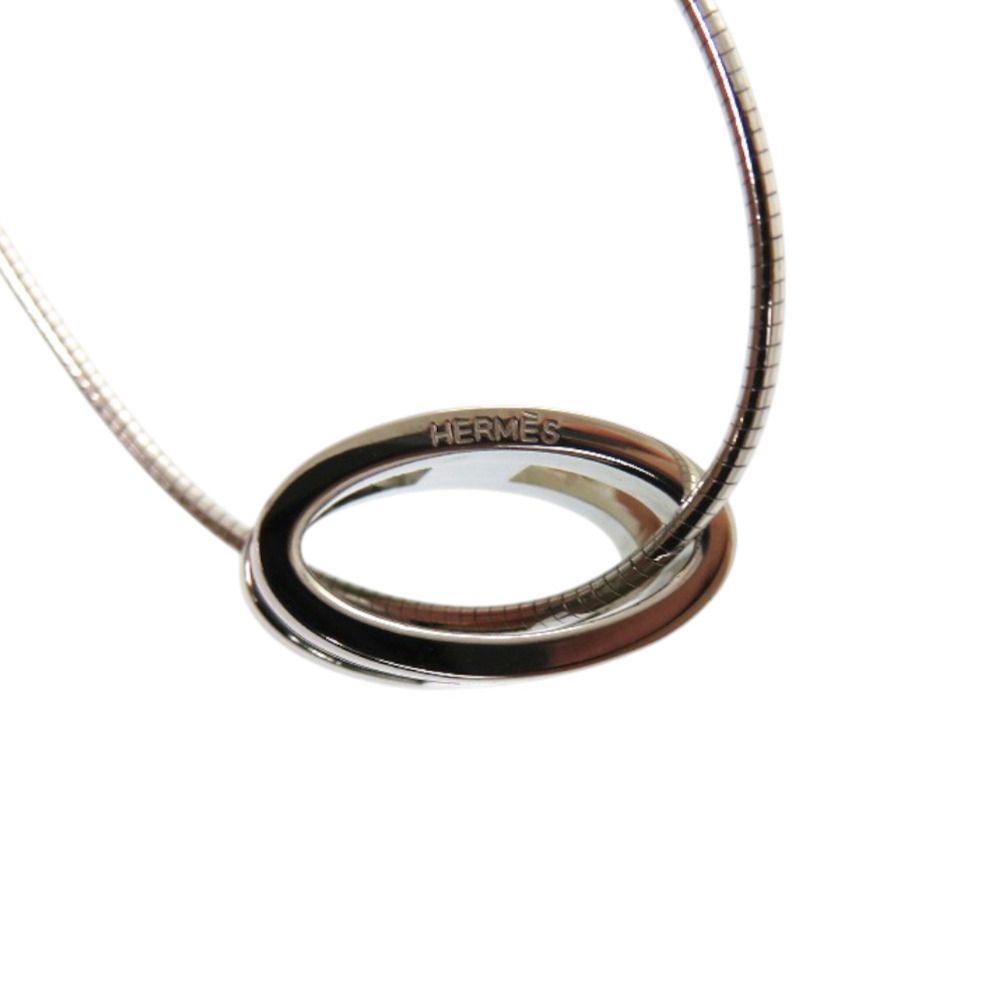 Hermes Wire Pop Metal Orange Silver Necklace — view 4