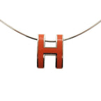 Hermes Wire Pop Metal Orange Silver Necklace — view 3