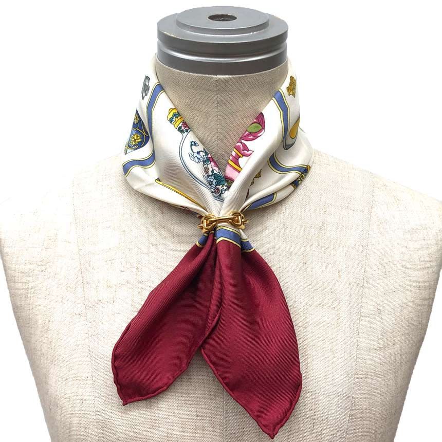 Hermes Carre 45 Scarf Pourvu Qu'on Ait L'ivresse Perfume Pattern Silk Gold — view 2