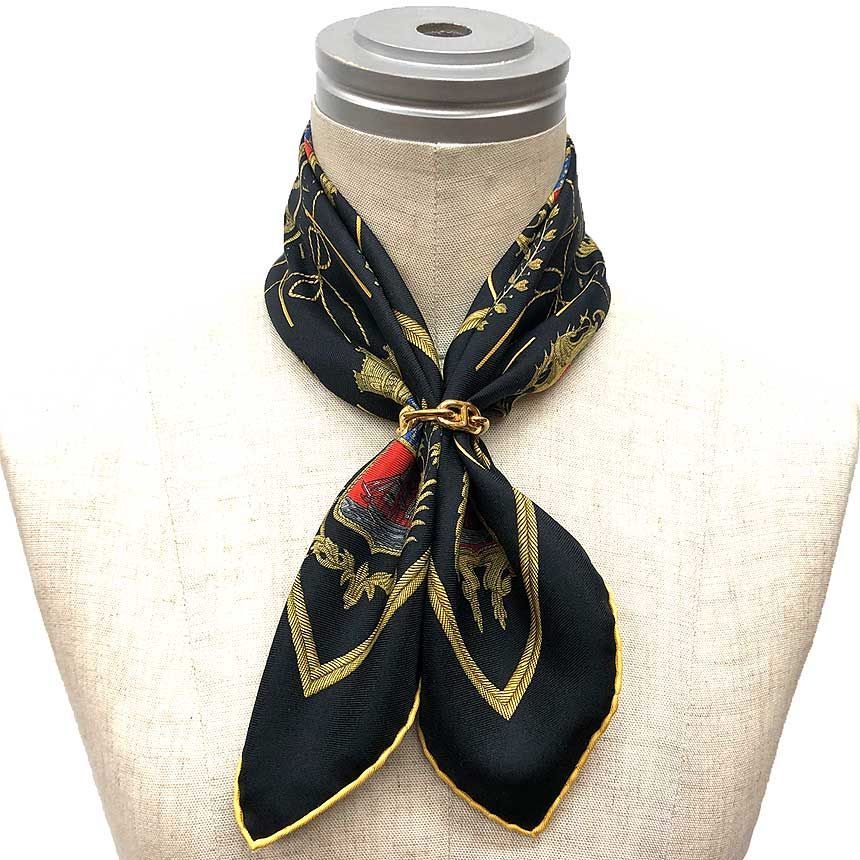 Hermes Carre 45 Scarf les Armes de Paris Coat of Arms Silk Black — view 2