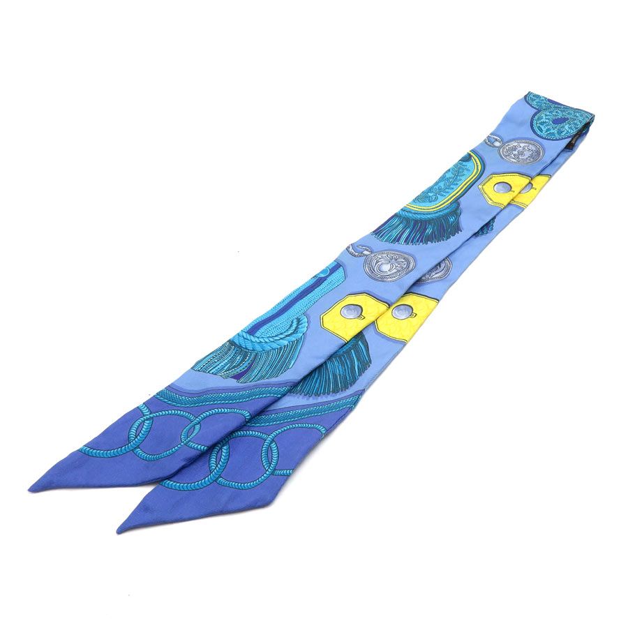Hermes Twill Scarf Silk Blue — view 3
