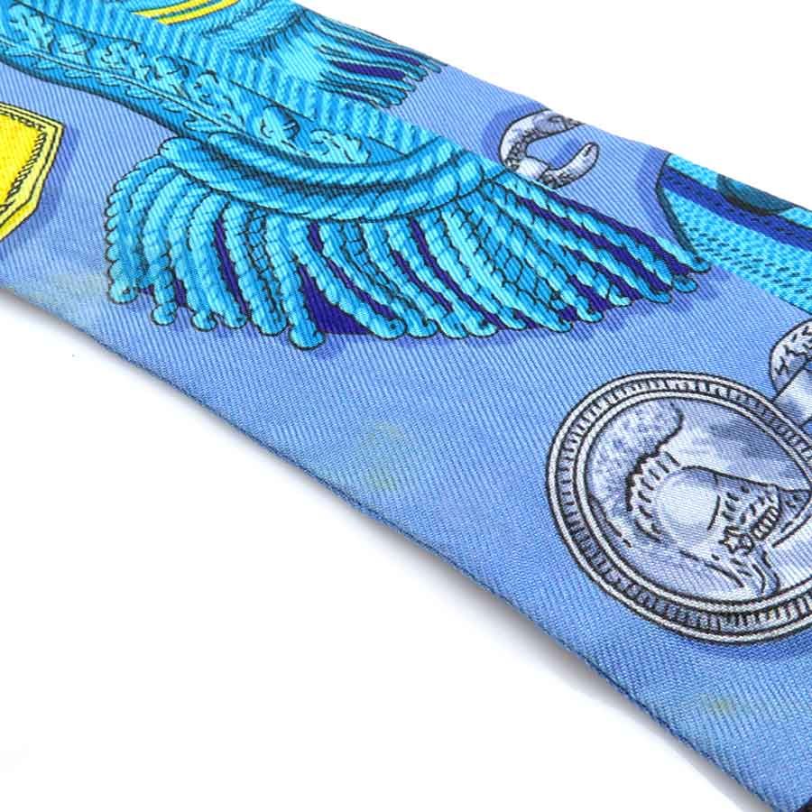 Hermes Twill Scarf Silk Blue — view 7