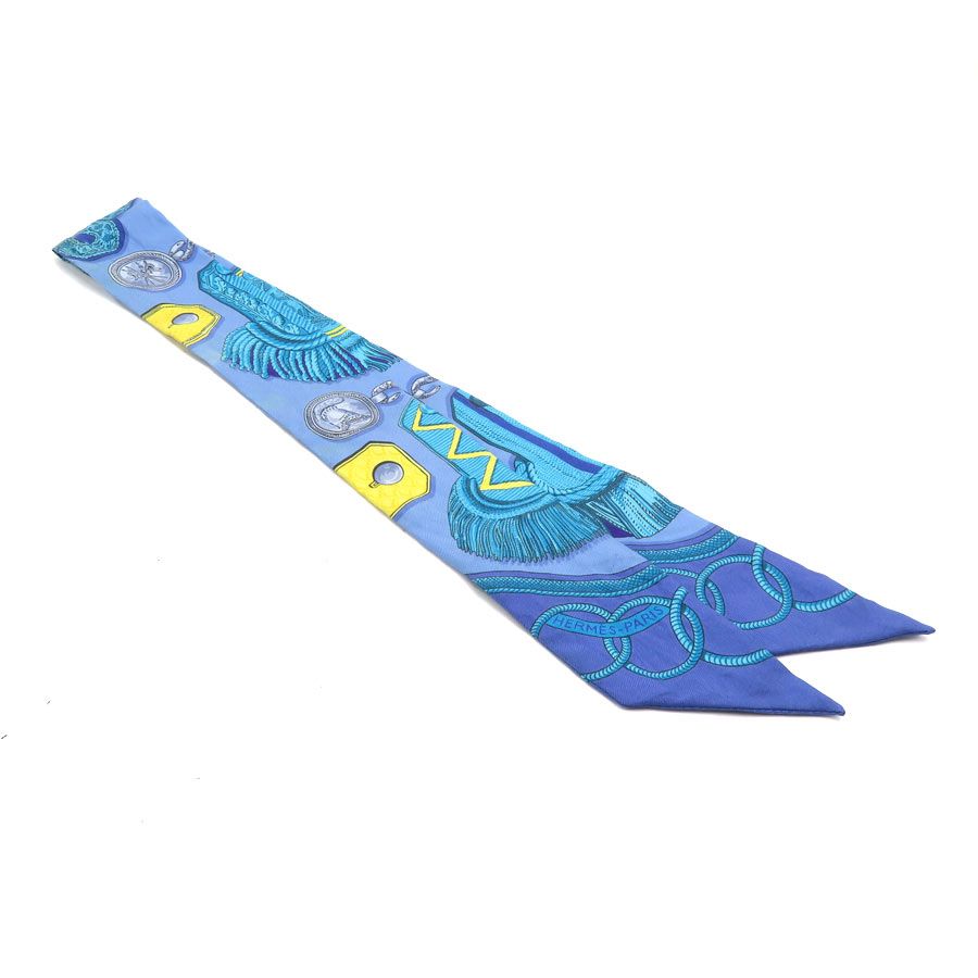 Hermes Twill Scarf Silk Blue — view 2