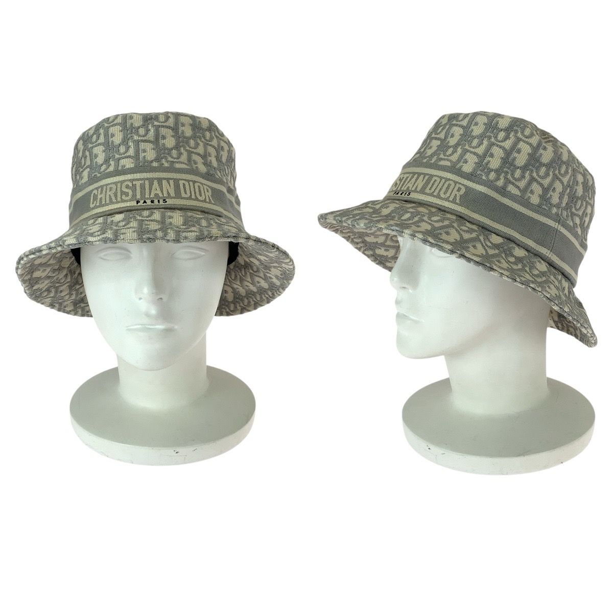Dior Vintage Trotter Oblique White Cotton Hat Bucket — view 9