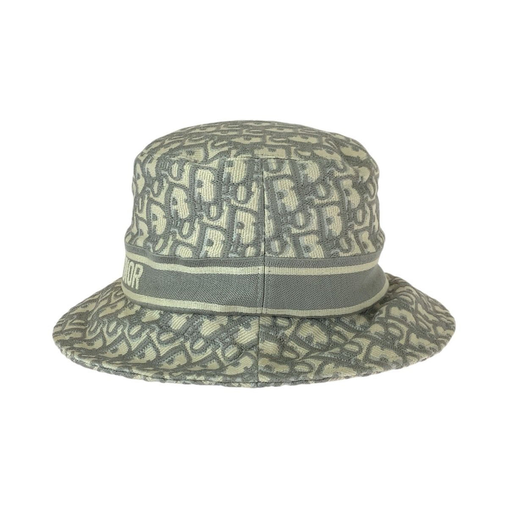 Dior Vintage Trotter Oblique White Cotton Hat Bucket — view 3