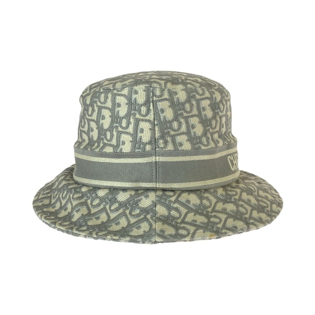 Dior Vintage Trotter Oblique White Cotton Hat Bucket — view 4