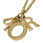 Dior Rhinestone Logo Necklace Gold — view 2