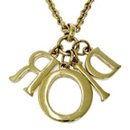Dior Rhinestone Logo Necklace Gold — view 3