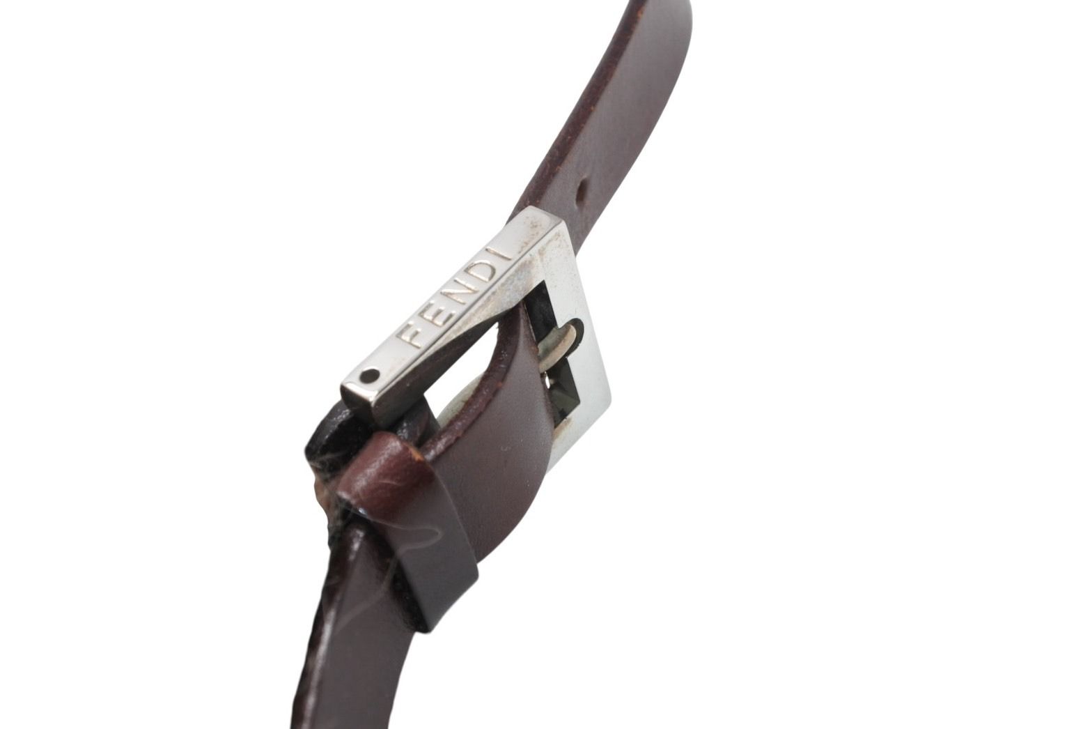 Fendi Mamma Baguette Bag Wool Leather Brown Embroidery Silver — view 6