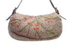 Fendi Mamma Baguette Bag Wool Leather Brown Embroidery Silver — view 3