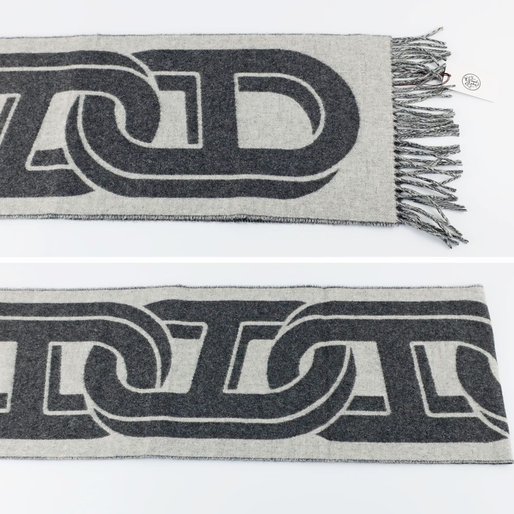 Hermes Cashmere Scarf Mayon 100% Gris Cine Cles — view 7