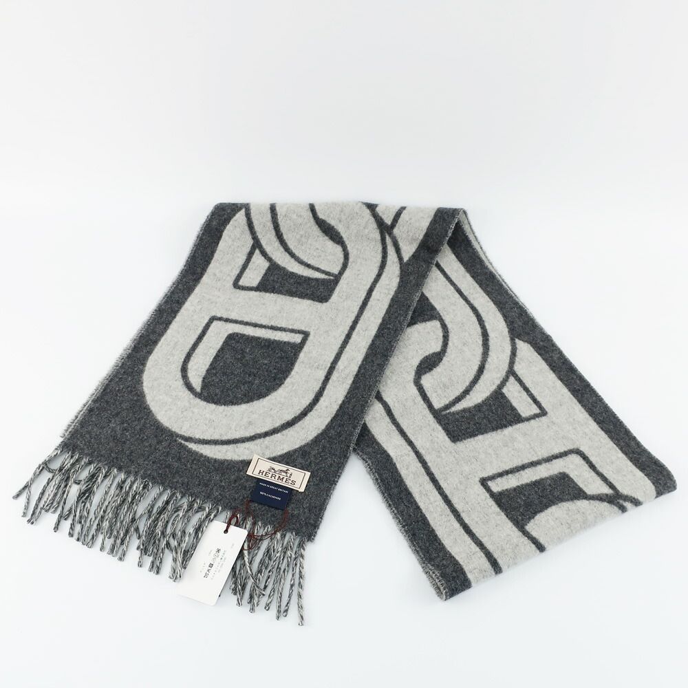 Hermes Cashmere Scarf Mayon 100% Gris Cine Cles — view 4