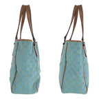 Gucci Light Blue Brown GG Canvas Leather Tote Shoulder Bag — view 8