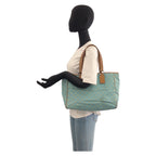 Gucci Light Blue Brown GG Canvas Leather Tote Shoulder Bag — view 7
