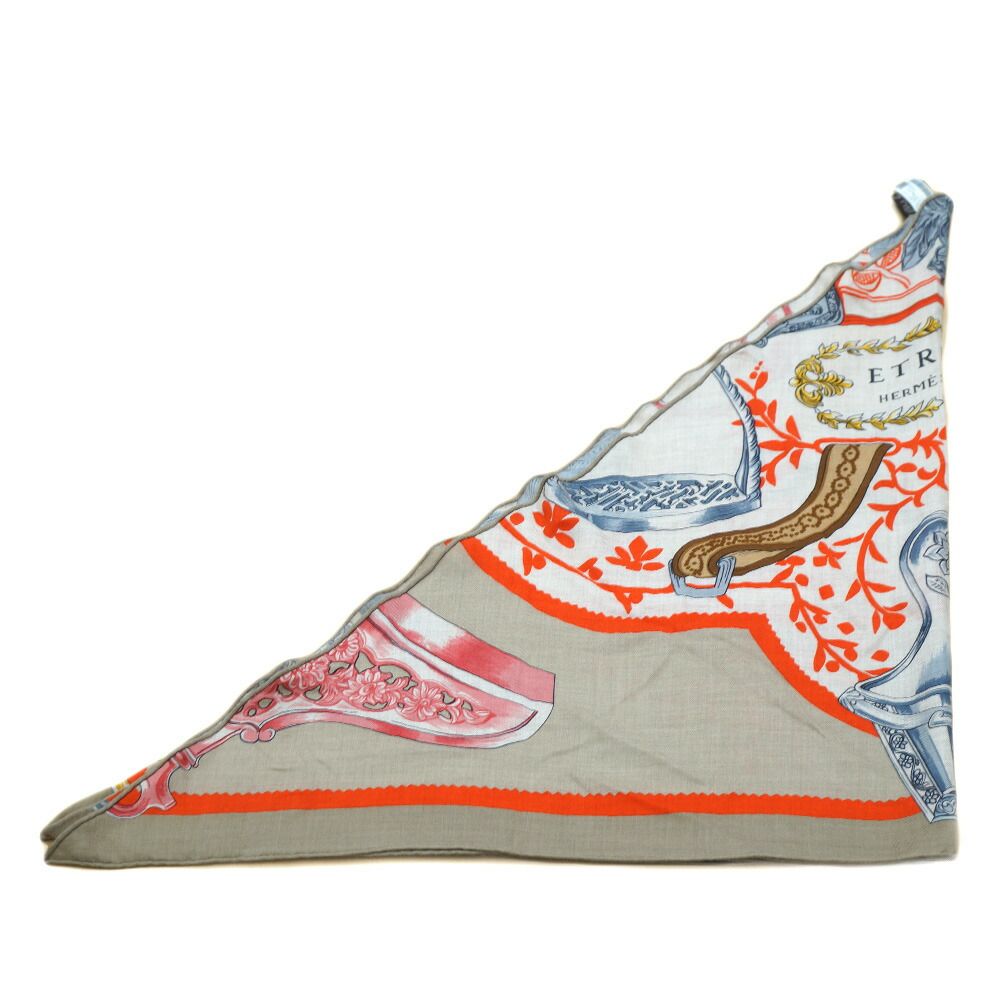 Hermes Triangle Armor Scarf Beige Multicolor Cashmere Silk — view 3