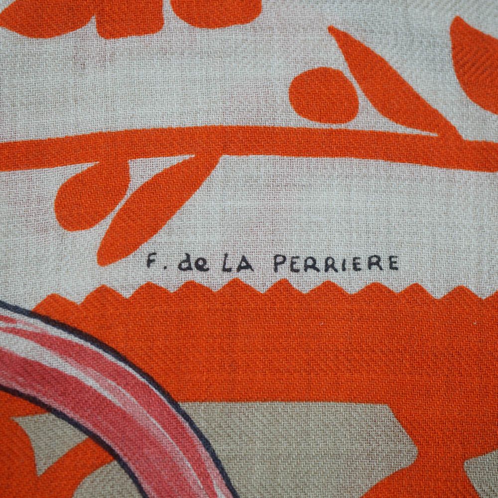 Hermes Triangle Armor Scarf Beige Multicolor Cashmere Silk — view 4