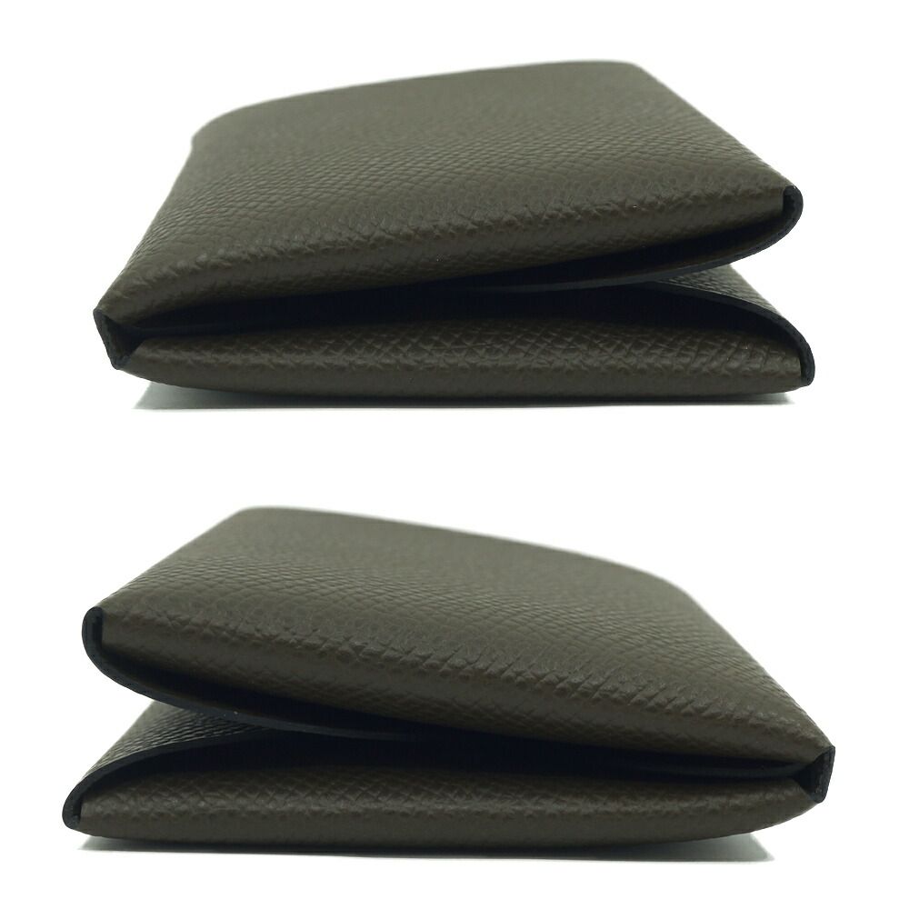 Hermes Calvi Duo Card Case Coin Dark Brown Silver — view 4