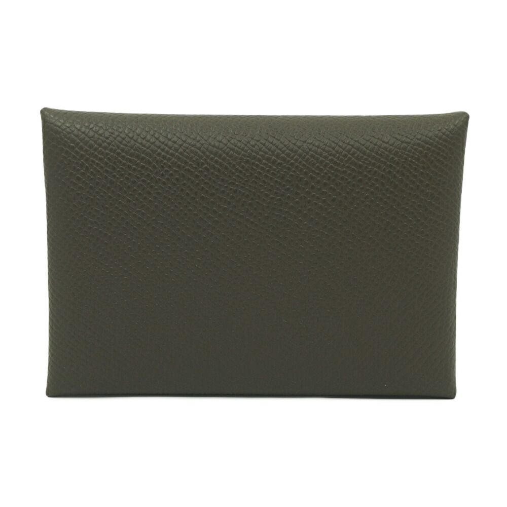 Hermes Calvi Duo Card Case Coin Dark Brown Silver — view 2
