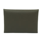 Hermes Calvi Duo Card Case Coin Dark Brown Silver — view 2