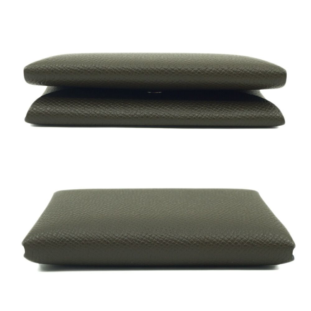 Hermes Calvi Duo Card Case Coin Dark Brown Silver — view 3