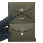 Hermes Calvi Duo Card Case Coin Dark Brown Silver — view 6