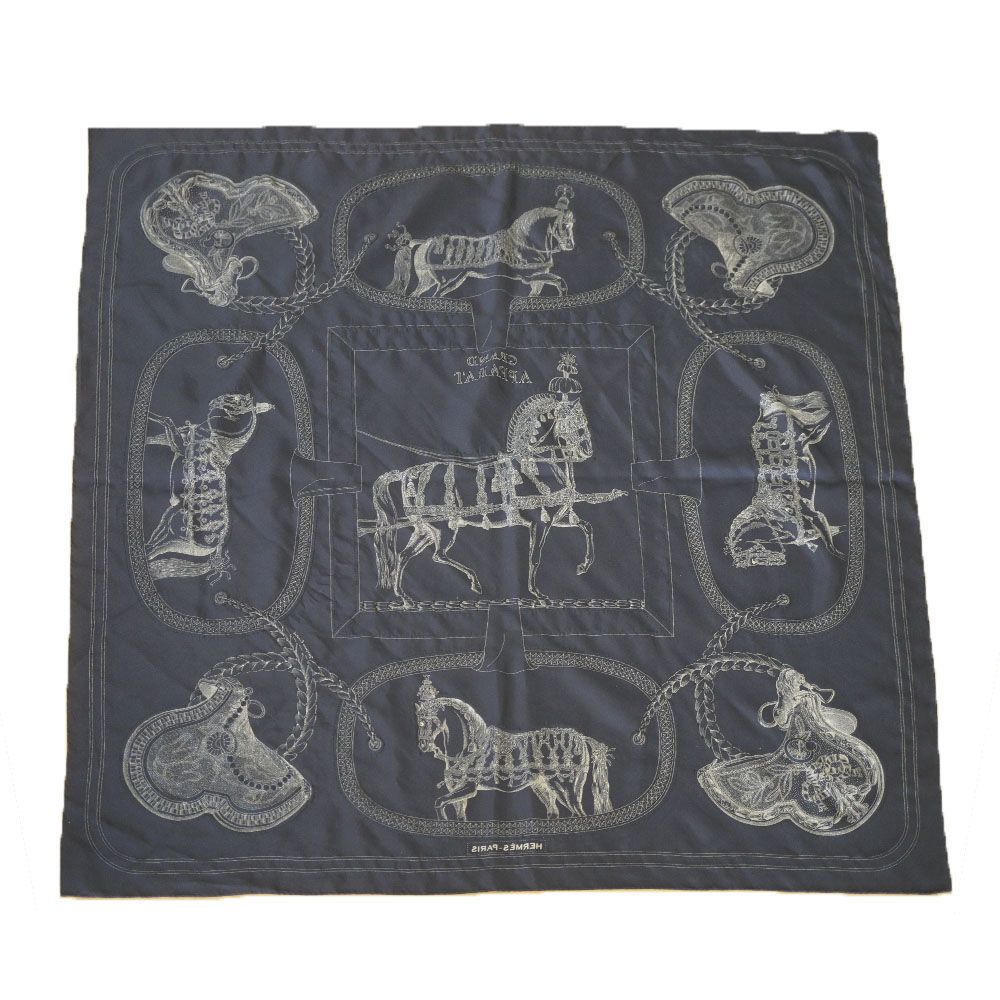 Hermes Carre 90 Grand Apparat Embroidered Pearl Beads Scarf Silk — view 2