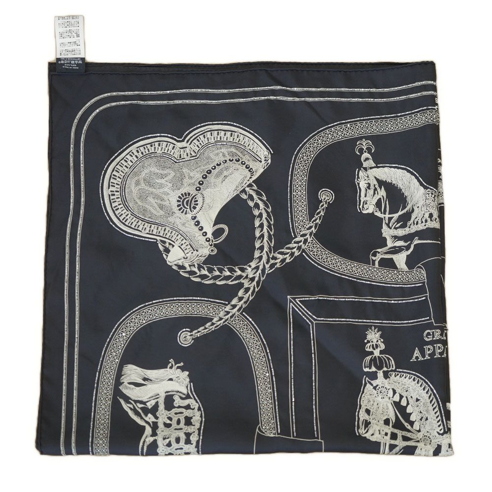 Hermes Carre 90 Grand Apparat Embroidered Pearl Beads Scarf Silk — view 3