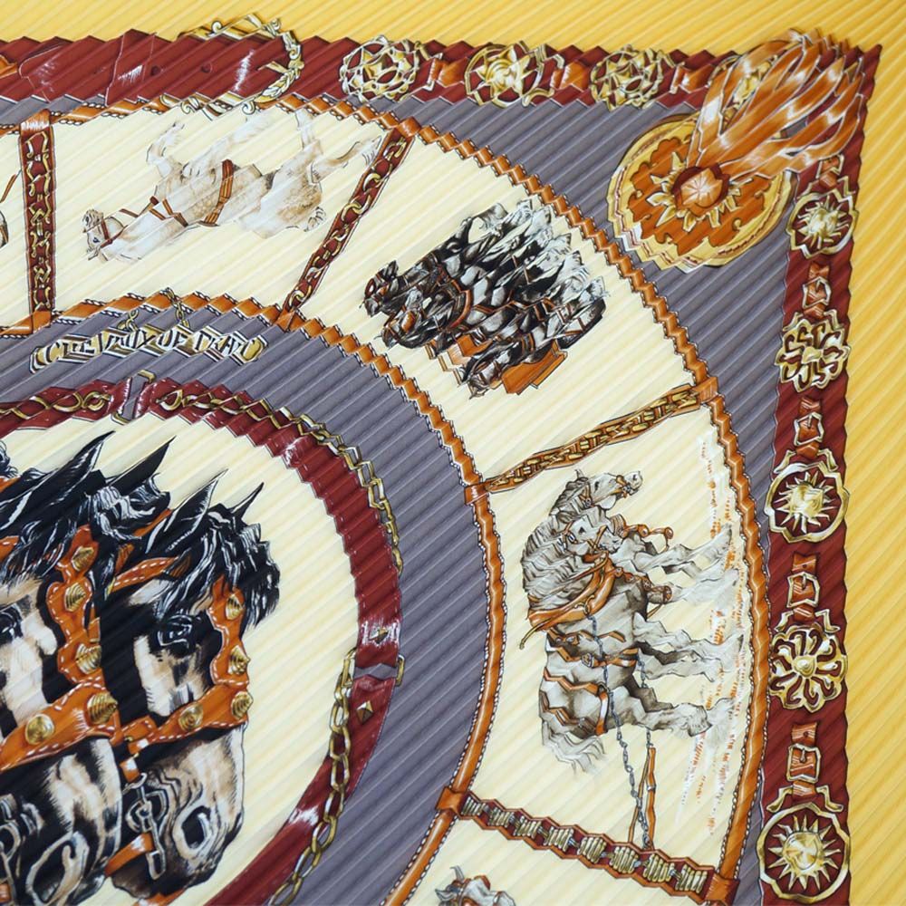 Hermes Pleats Carre Chevaux de Trait Horse Silk Yellow Multicolor — view 3