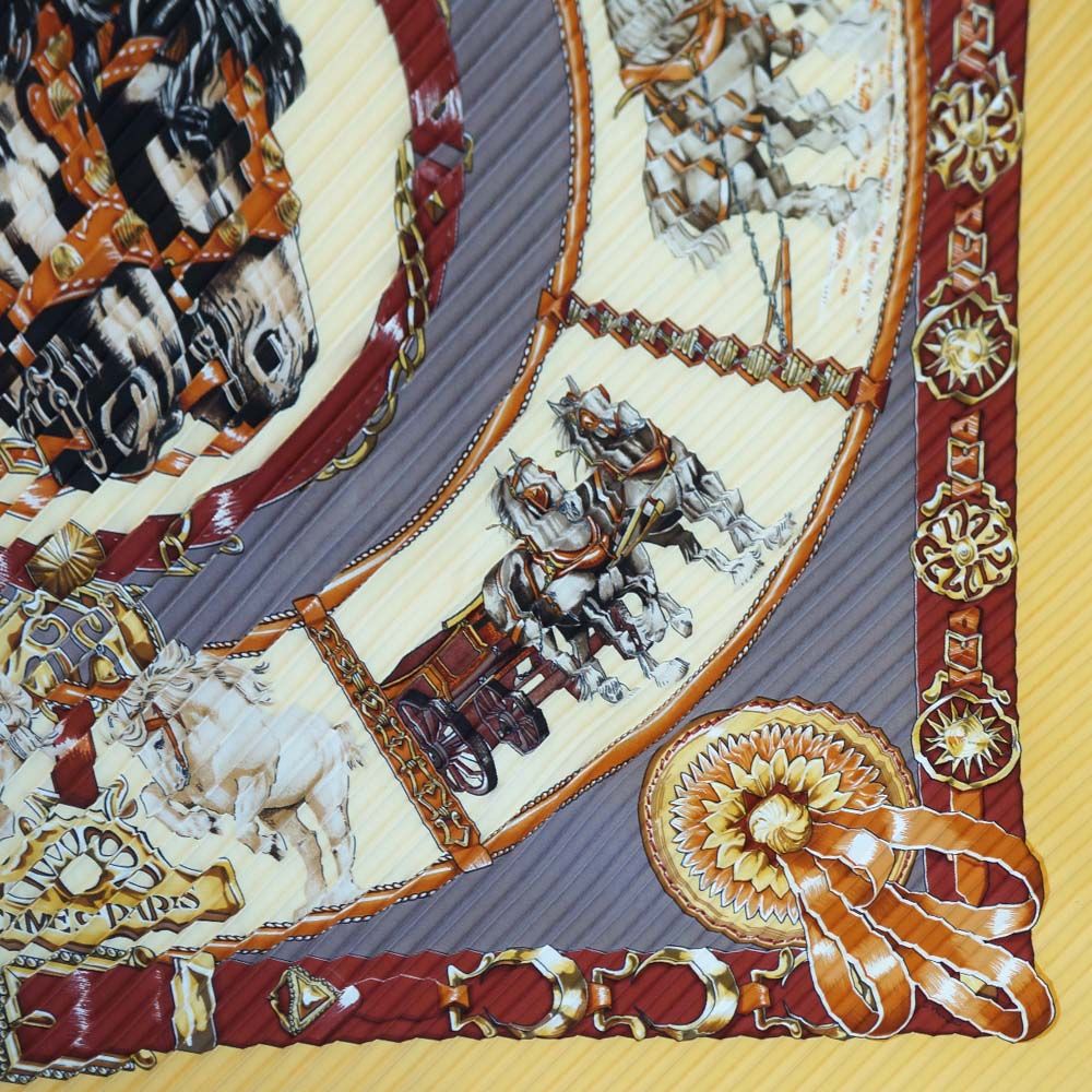 Hermes Pleats Carre Chevaux de Trait Horse Silk Yellow Multicolor — view 5