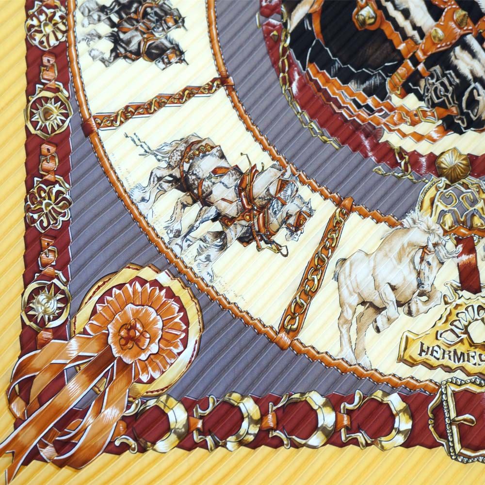Hermes Pleats Carre Chevaux de Trait Horse Silk Yellow Multicolor — view 4