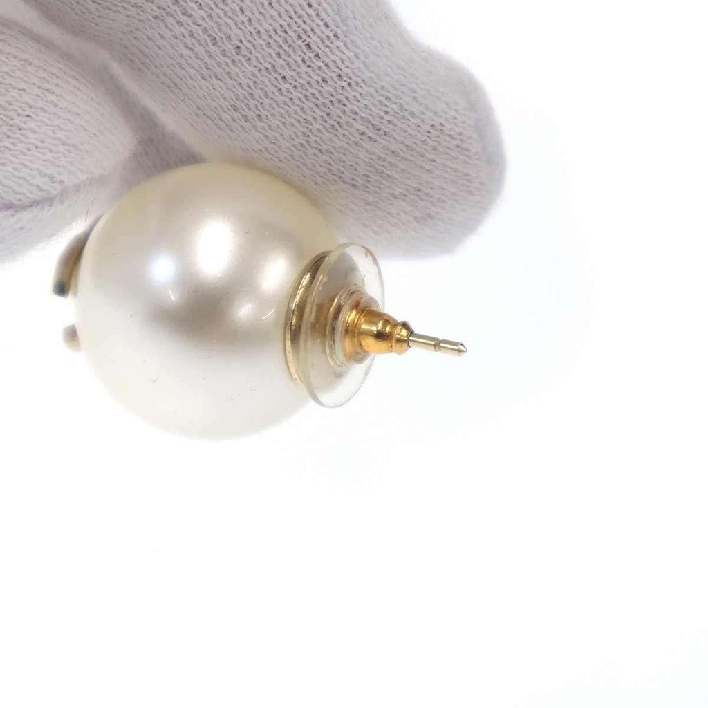 Chanel CC Logo Faux Big Pearl Earrings White — view 3