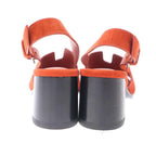 Hermes 60 Suede Leather Heel Sandals Orange 35.5 — view 3