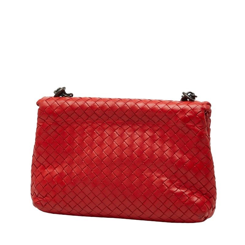 Bottega Veneta Intrecciato Chain Shoulder Bag Red Leather — view 2