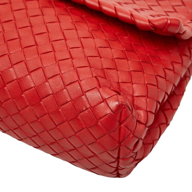 Bottega Veneta Intrecciato Chain Shoulder Bag Red Leather — view 4
