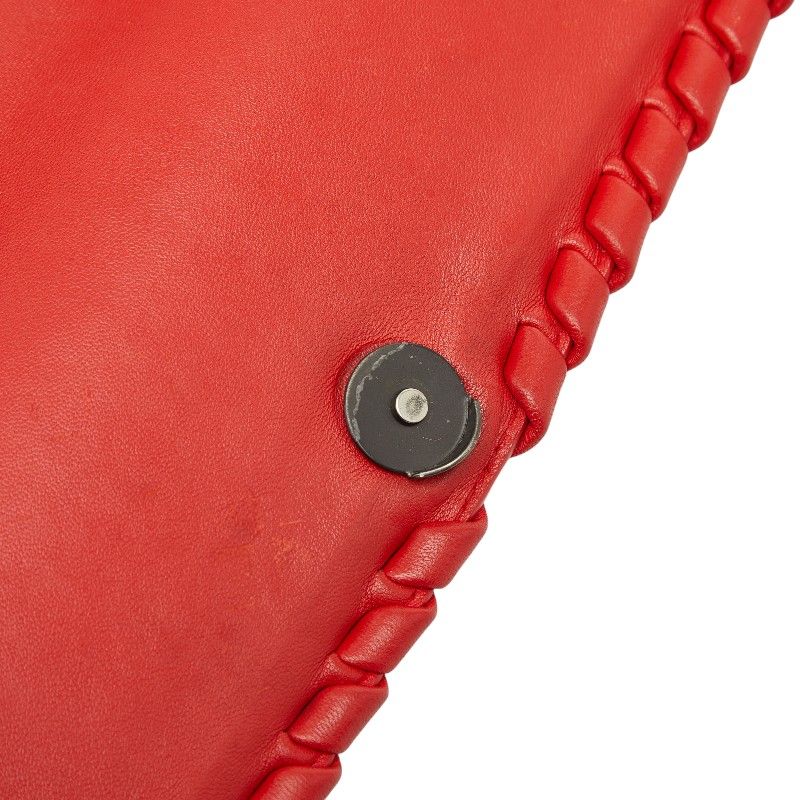 Bottega Veneta Intrecciato Chain Shoulder Bag Red Leather — view 9