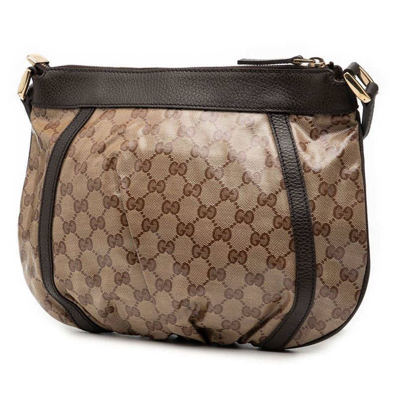 Gucci GG Crystal Abbey Crossbody Shoulder Bag Beige Brown Leather — view 2